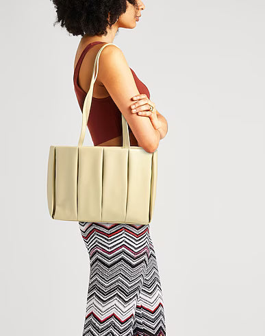 Pleated bio-based polyurethane shopper tote bag