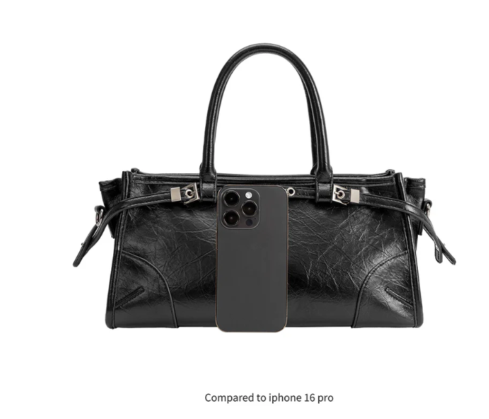 structured recycled vegan leather top-handle/crossbody bag