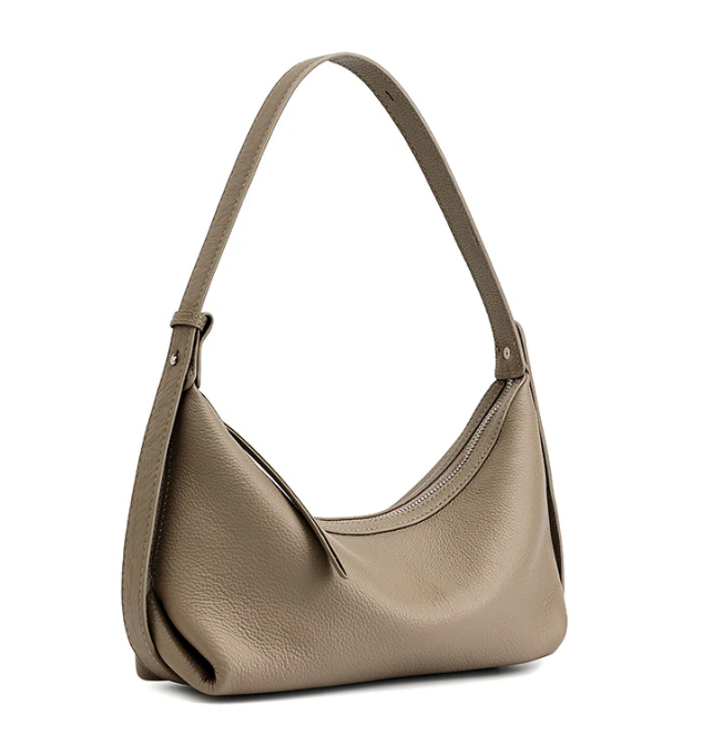 Pebbled genuine leather relaxed hobo bag