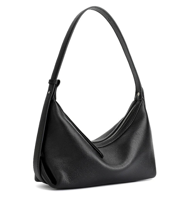 Pebbled genuine leather relaxed hobo bag