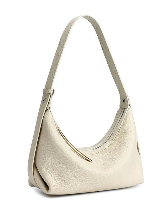 Pebbled genuine leather relaxed hobo bag