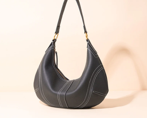 Pebbled full-grain leather sculptural hobo shoulder bag
