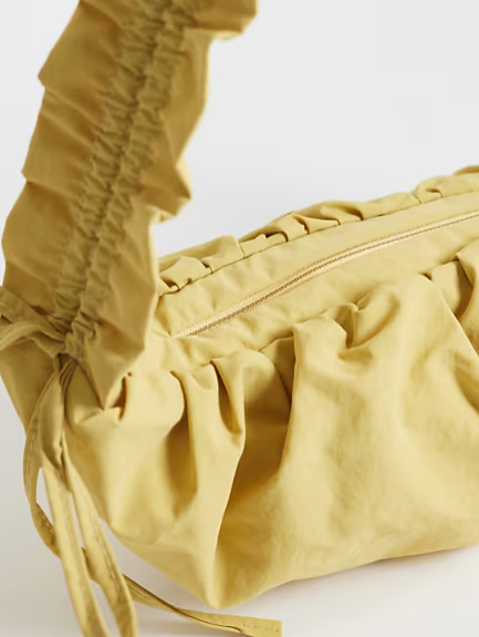 Ruched nylon crossbody shoulder bag